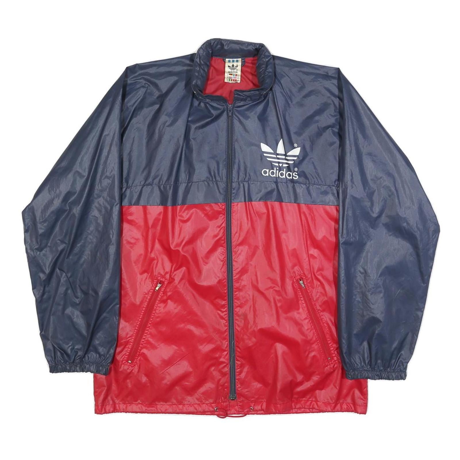 ADIDAS Vintage Mens Navy & Red Nylon Zip Jacket S Plain Lightweight Sportswear