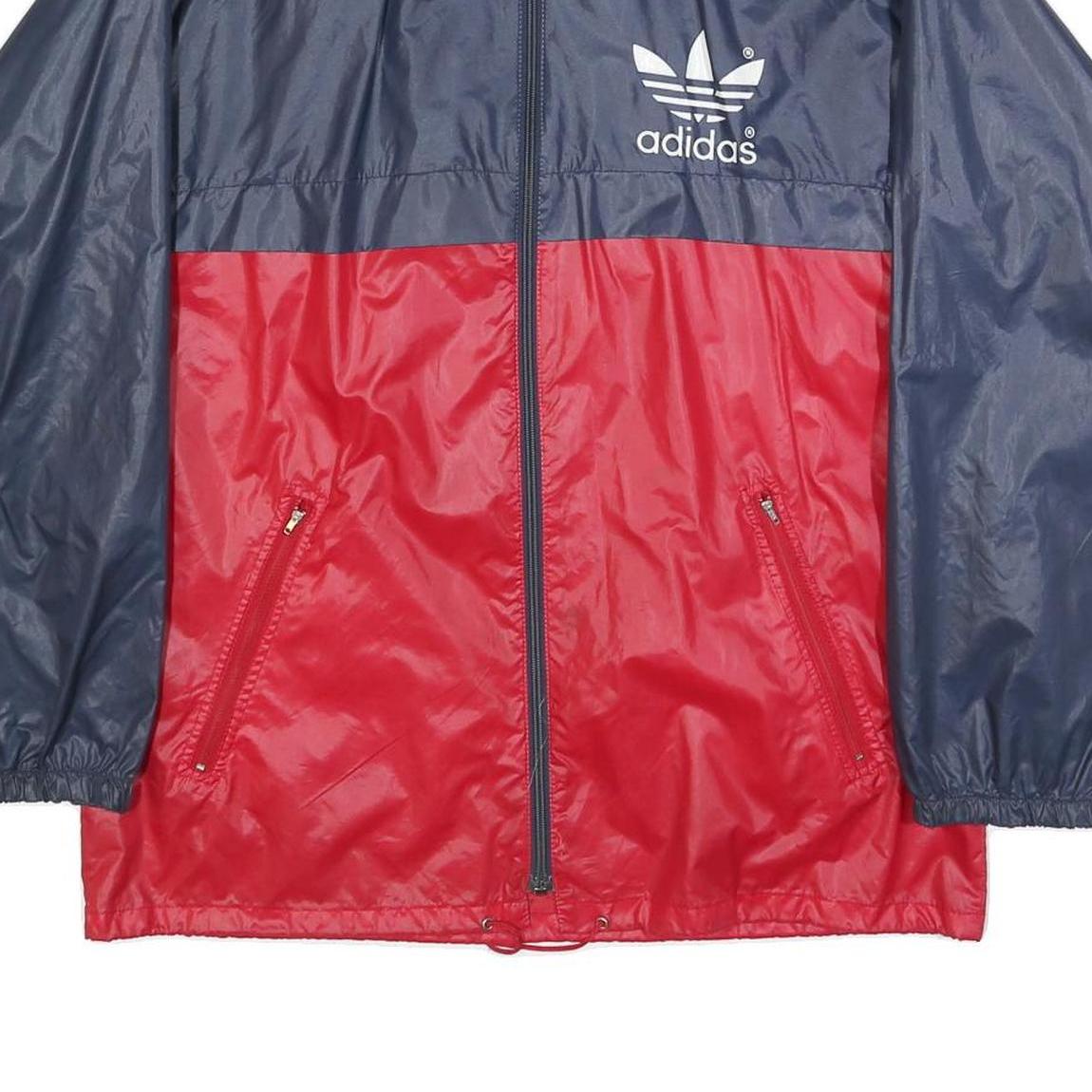 ADIDAS Vintage Mens Navy & Red Nylon Zip Jacket S Plain Lightweight Sportswear