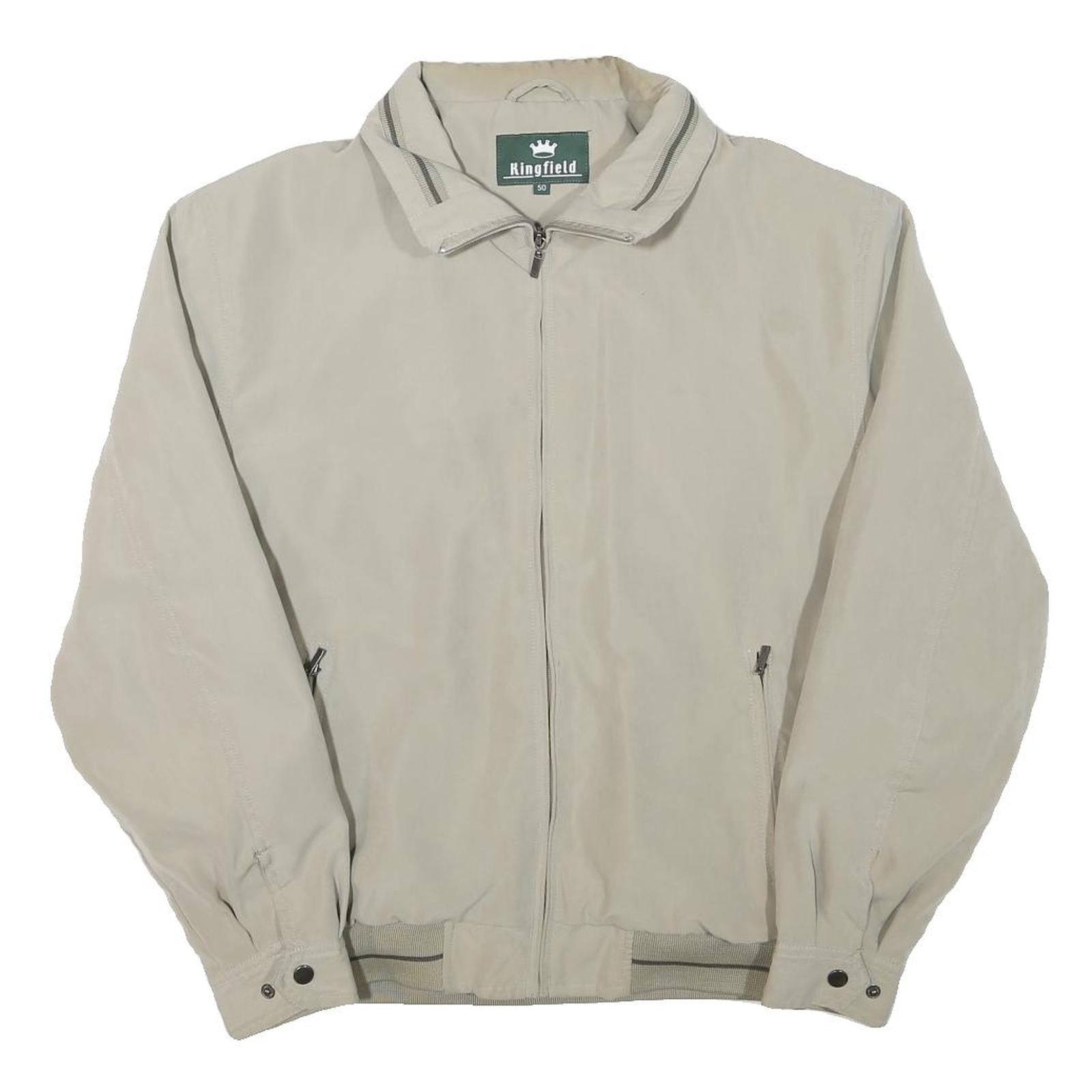 KINGFIELD Mens Beige Zip Jacket M Polyester Blend Casual Lightweight Classic