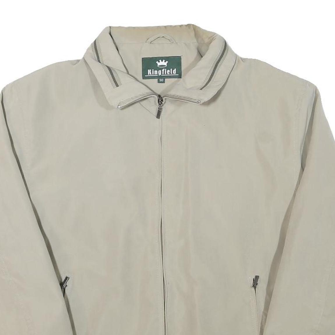 KINGFIELD Mens Beige Zip Jacket M Polyester Blend Casual Lightweight Classic