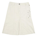 INFLUENCE Womens Cream Cotton Blend A-Line Knee Length Woven Skirt L Embroidery