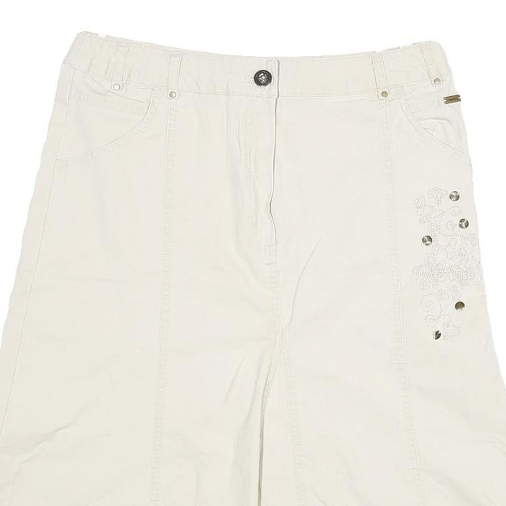 INFLUENCE Womens Cream Cotton Blend A-Line Knee Length Woven Skirt L Embroidery