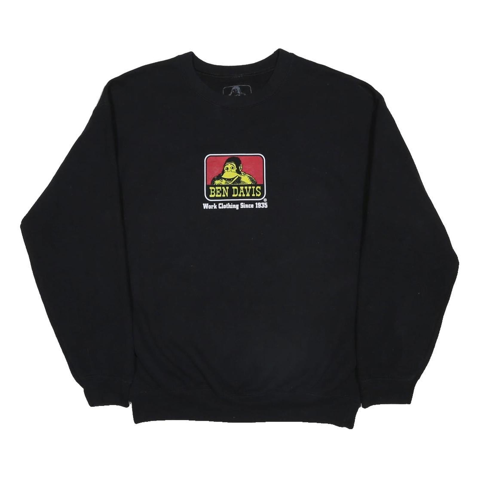 BEN DAVIS Mens Black Sweatshirt Crew Neck M Work Clothing Since 1935 Logo