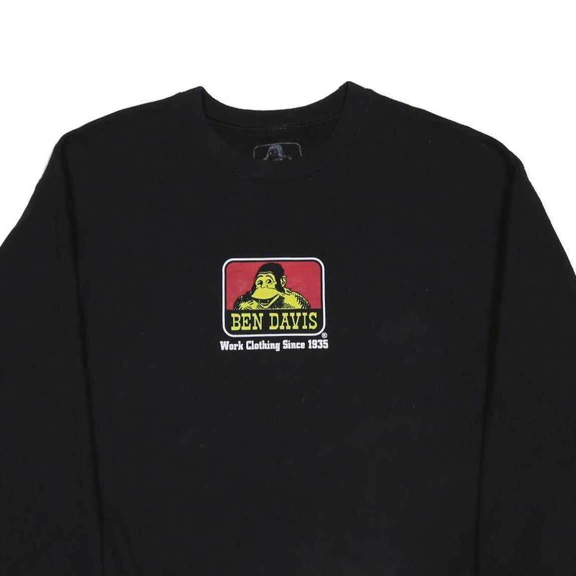 BEN DAVIS Mens Black Sweatshirt Crew Neck M Work Clothing Since 1935 Logo