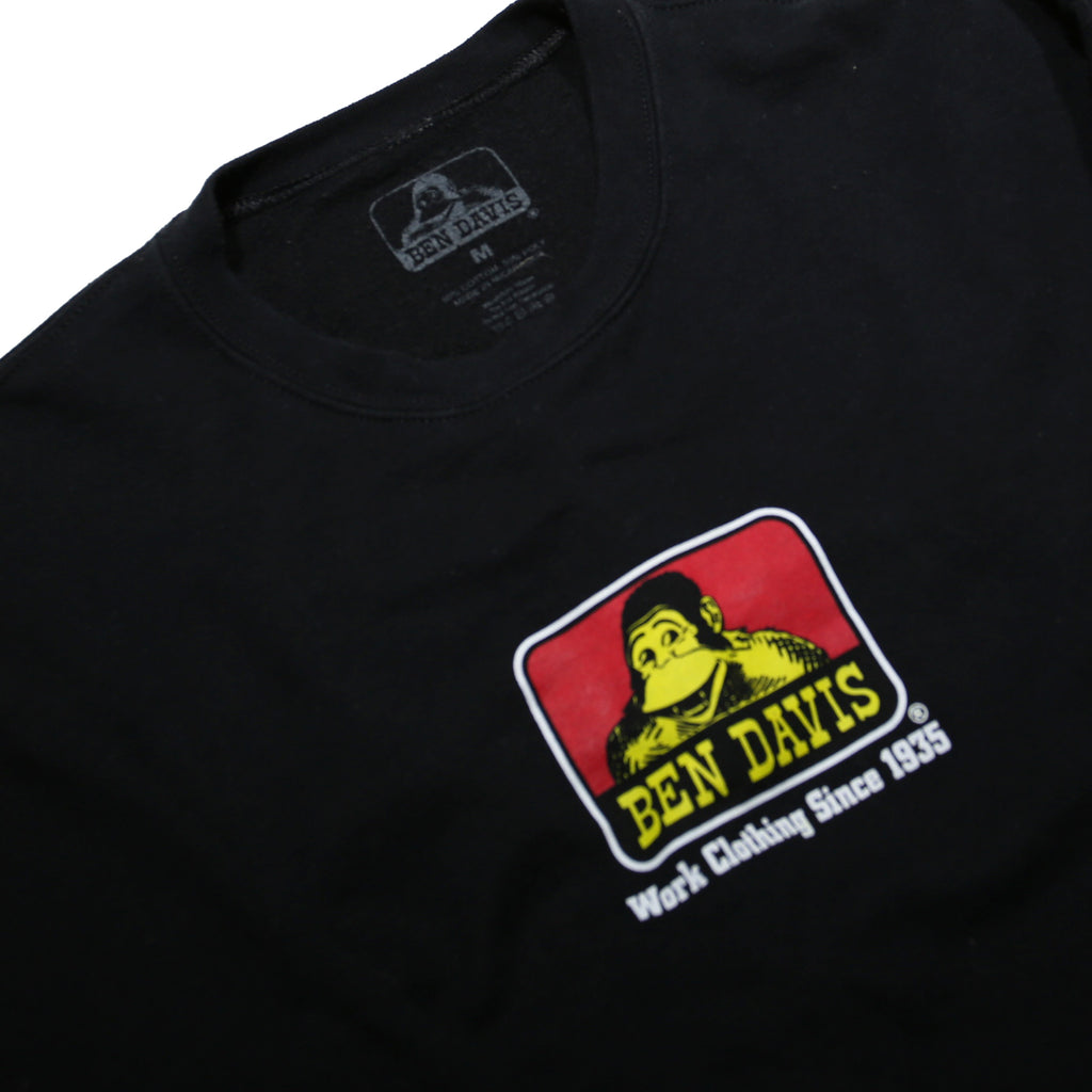 BEN DAVIS Mens Black Sweatshirt Crew Neck M Work Clothing Since 1935 Logo