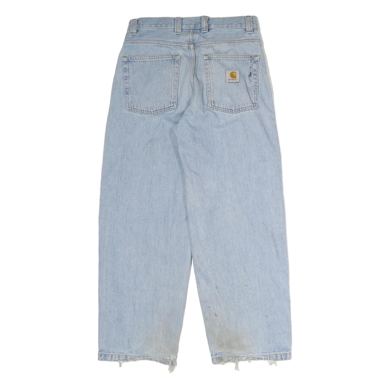 CARHARTT Mens Jeans Light Blue Regular Straight Denim W28 L26 Zip Casual Wear
