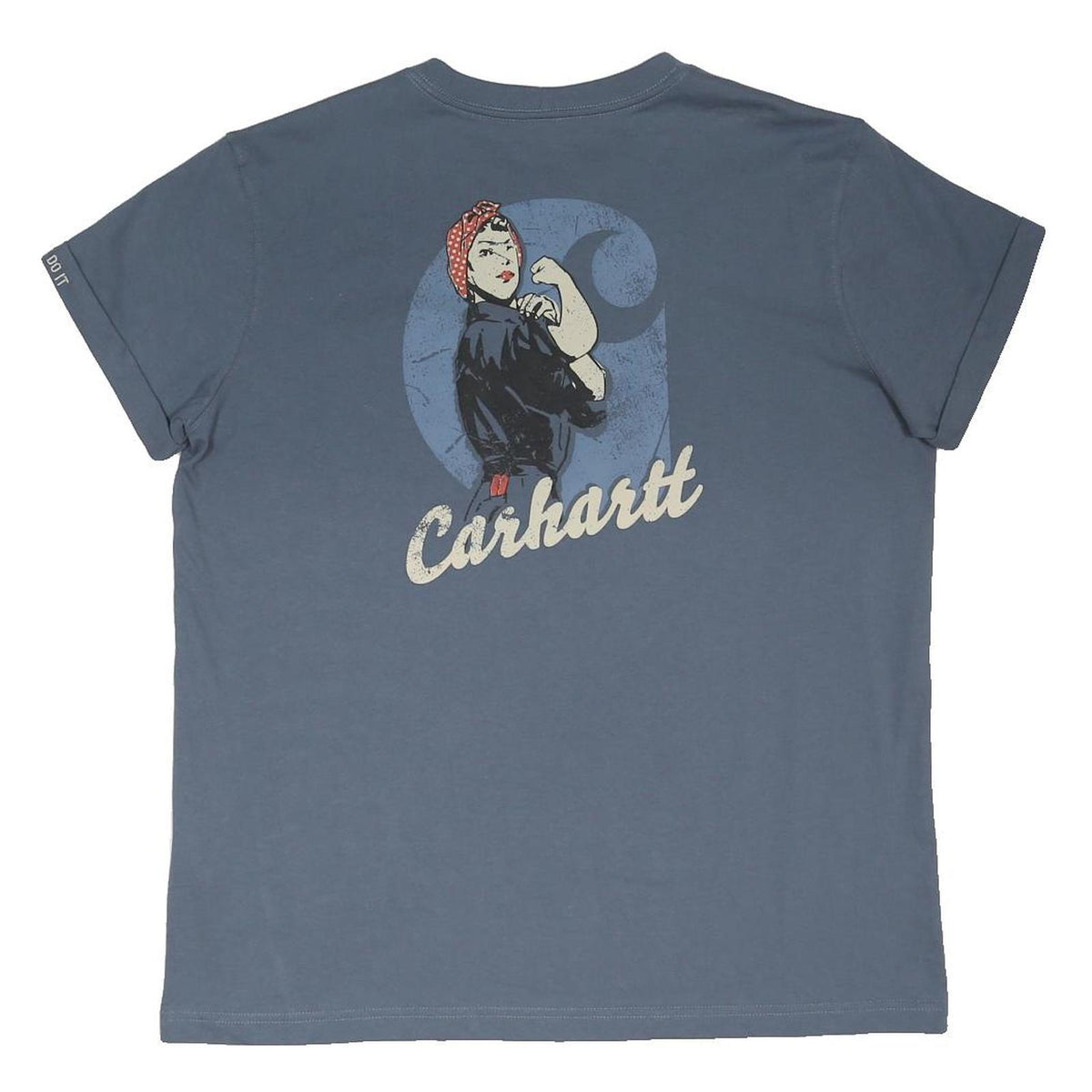 CARHARTT Womens Blue Loose Fit L Short Sleeve Crew Neck Graphic T-Shirt