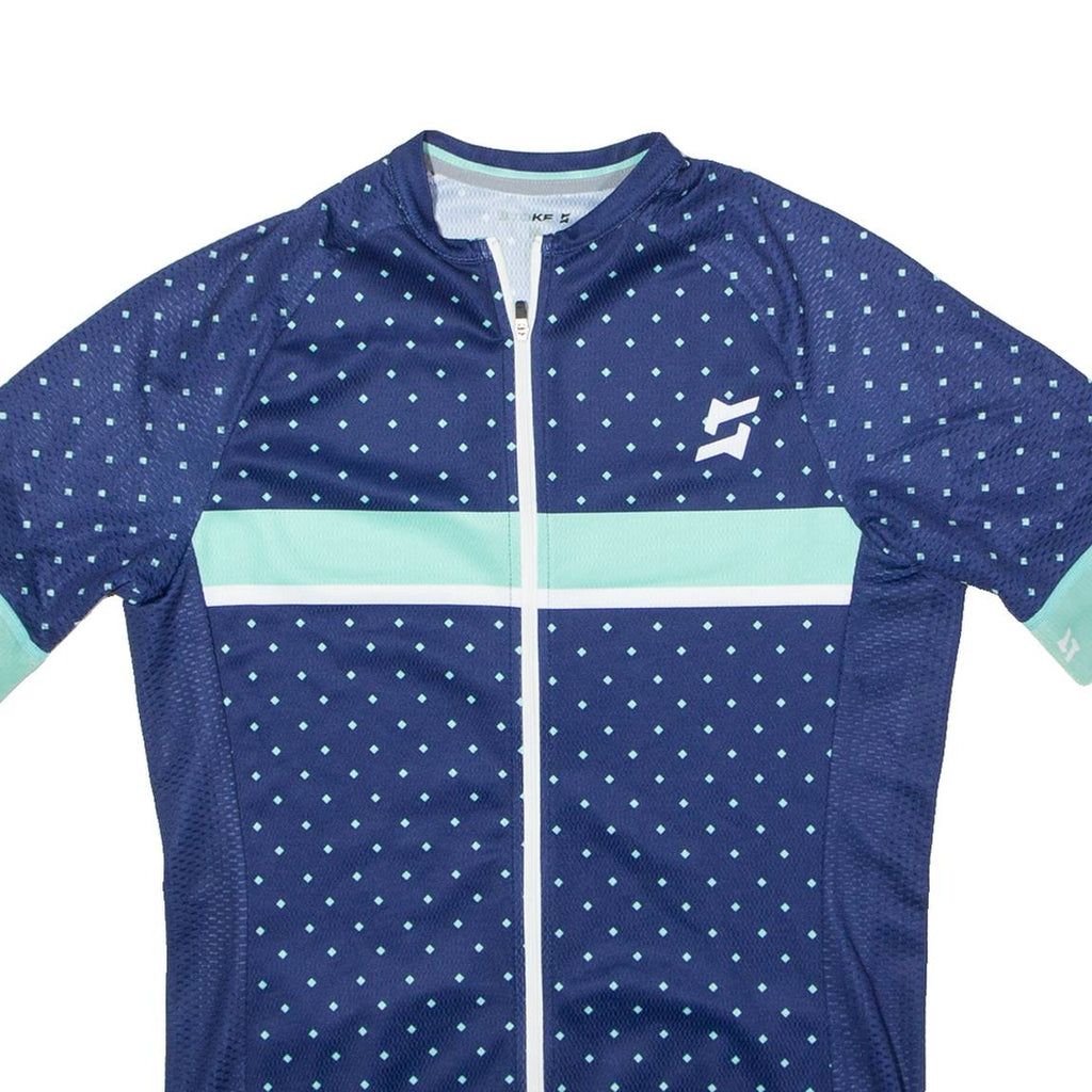 STOKE Full Zip Cycling Mens Jersey Blue High Neck M
