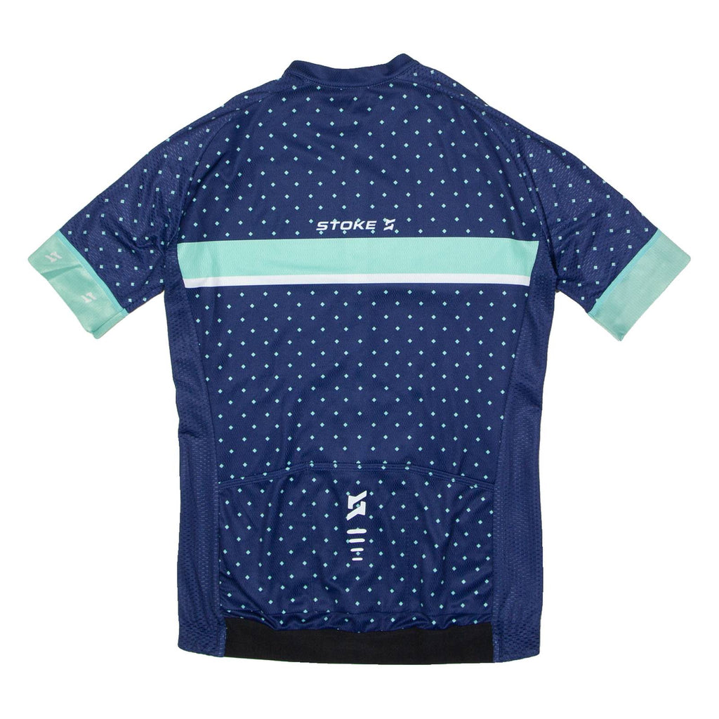 STOKE Full Zip Cycling Mens Jersey Blue High Neck M