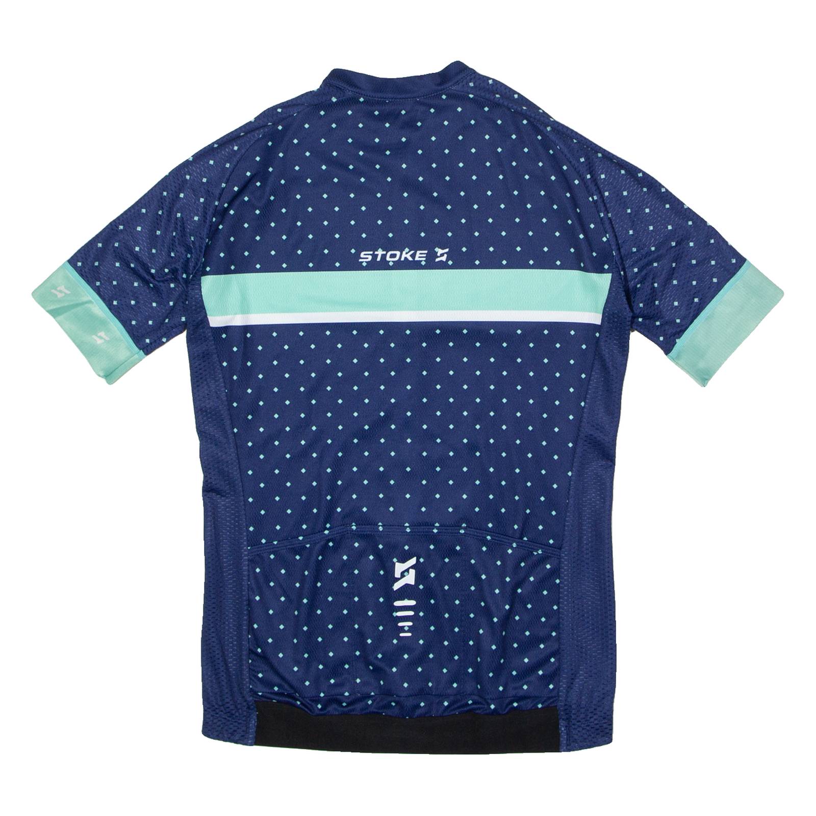 STOKE Full Zip Cycling Mens Jersey Blue High Neck M