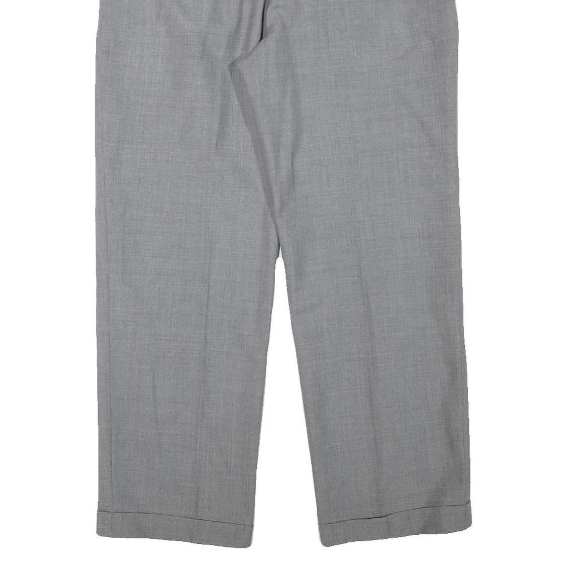 Mens Grey Wool Blend Regular Fit Straight Trousers W32 L28 Classic Formal