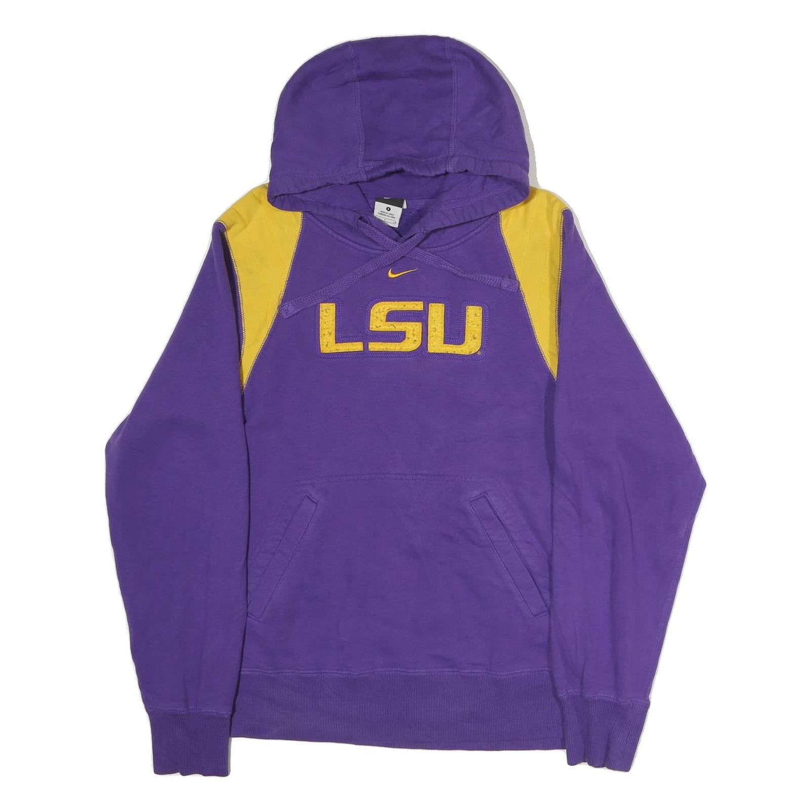 NIKE Mens Purple & Yellow LSU Pullover Hoodie S College Sports Fanwear