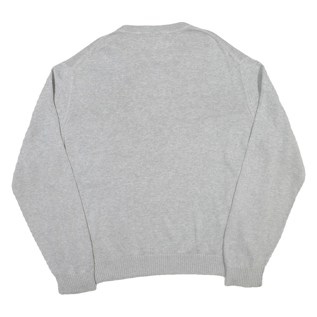 TOMMY HILFIGER Mens Grey Pullover Cotton Plain Knit Crew Neck Jumper XL Relaxed