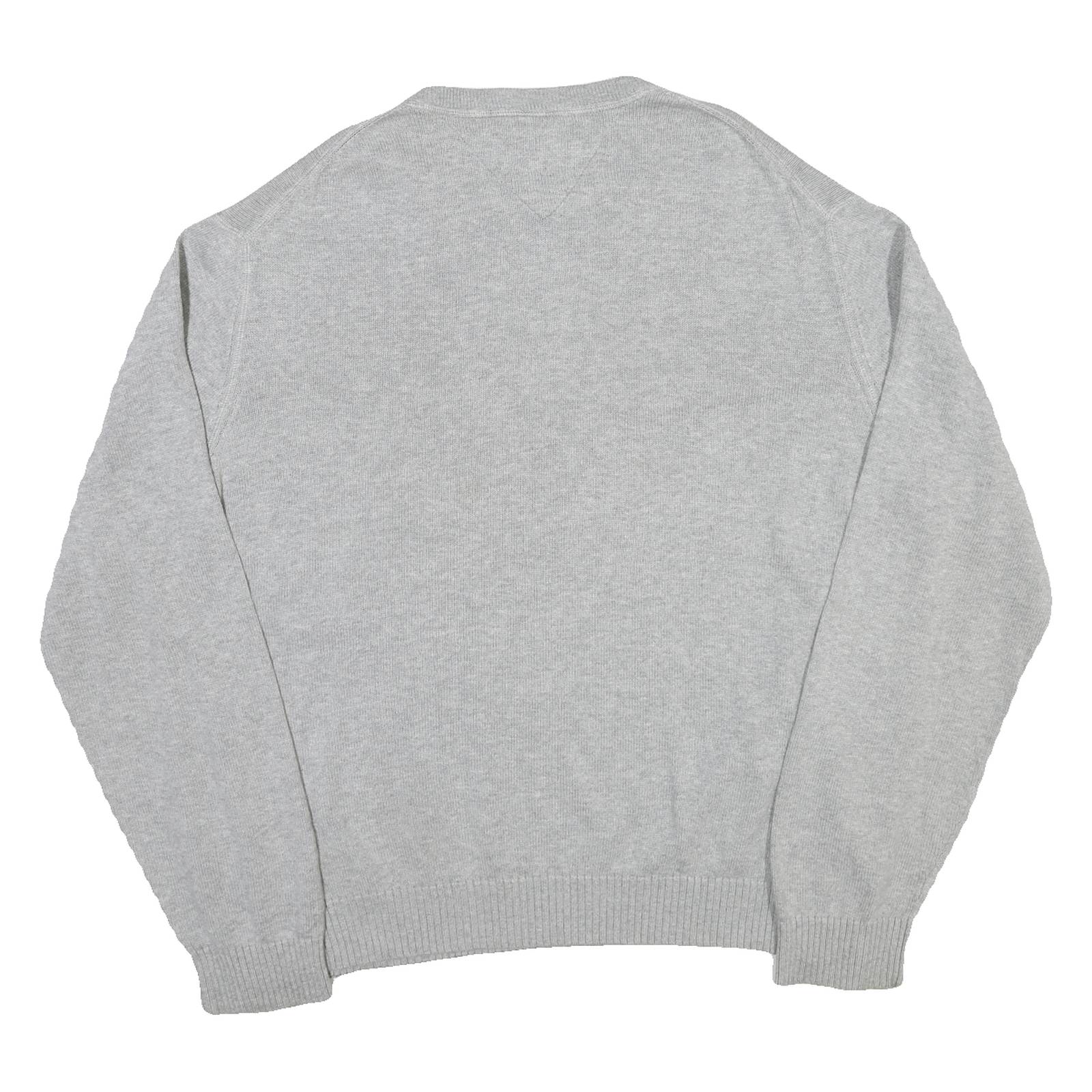 TOMMY HILFIGER Mens Grey Pullover Cotton Plain Knit Crew Neck Jumper XL Relaxed