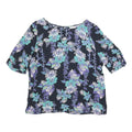 MONSOON Womens Blue Printed Blouse Short Sleeve Round Neck Floral UK 12