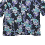 MONSOON Womens Blue Printed Blouse Short Sleeve Round Neck Floral UK 12