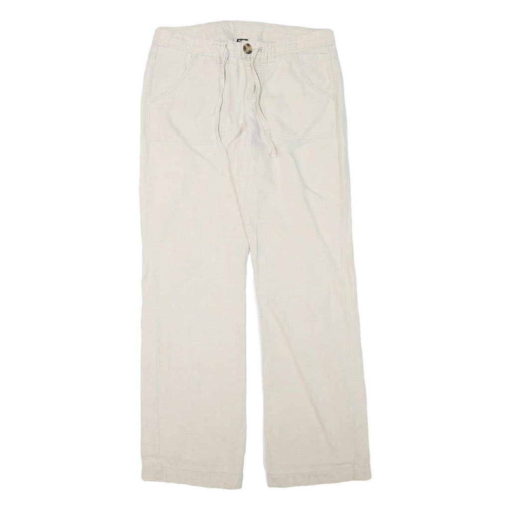 TWIK Womens Linen Cream Regular Fit Straight Leg Trousers W30 L32 Casual Summer