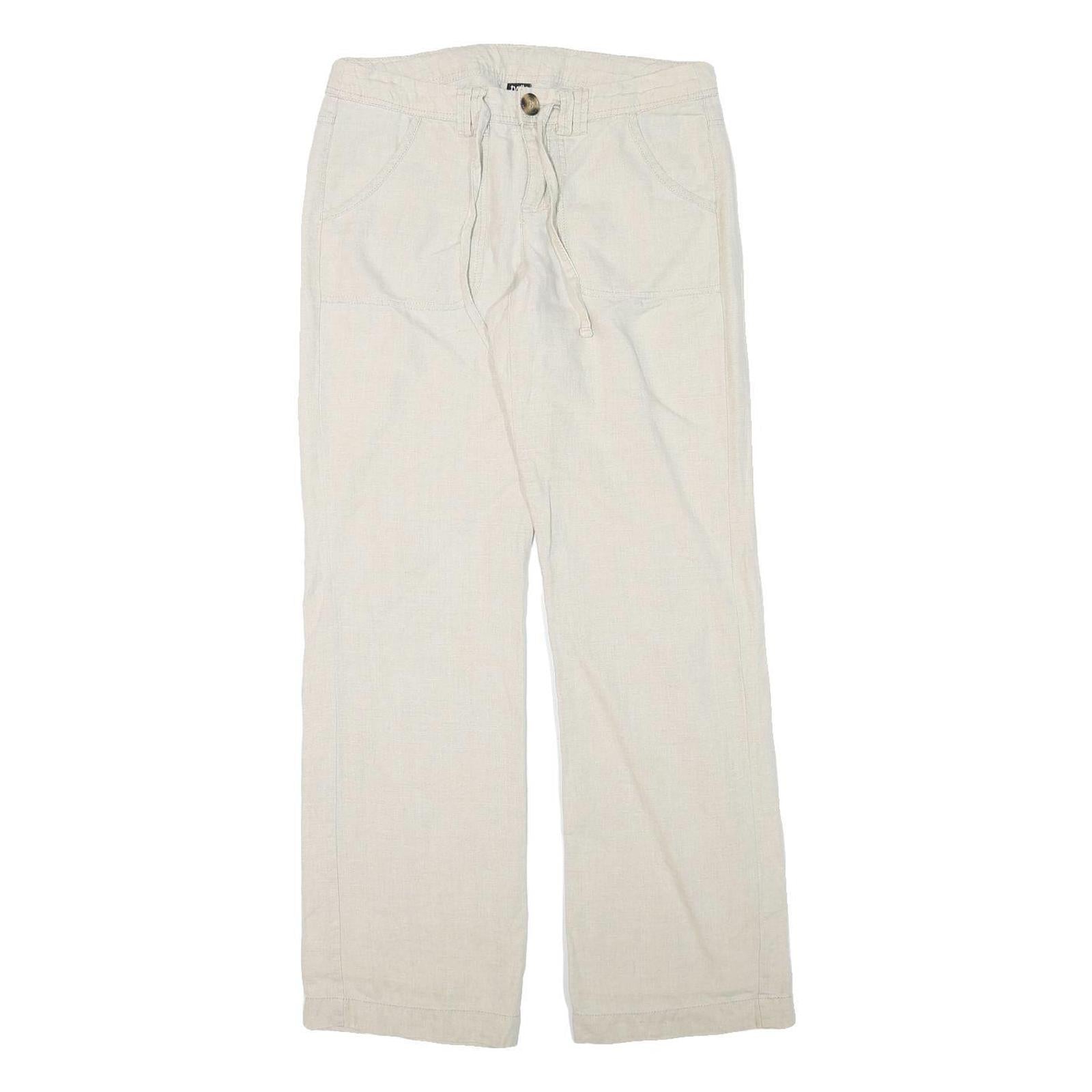 TWIK Womens Linen Cream Regular Fit Straight Leg Trousers W30 L32 Casual Summer