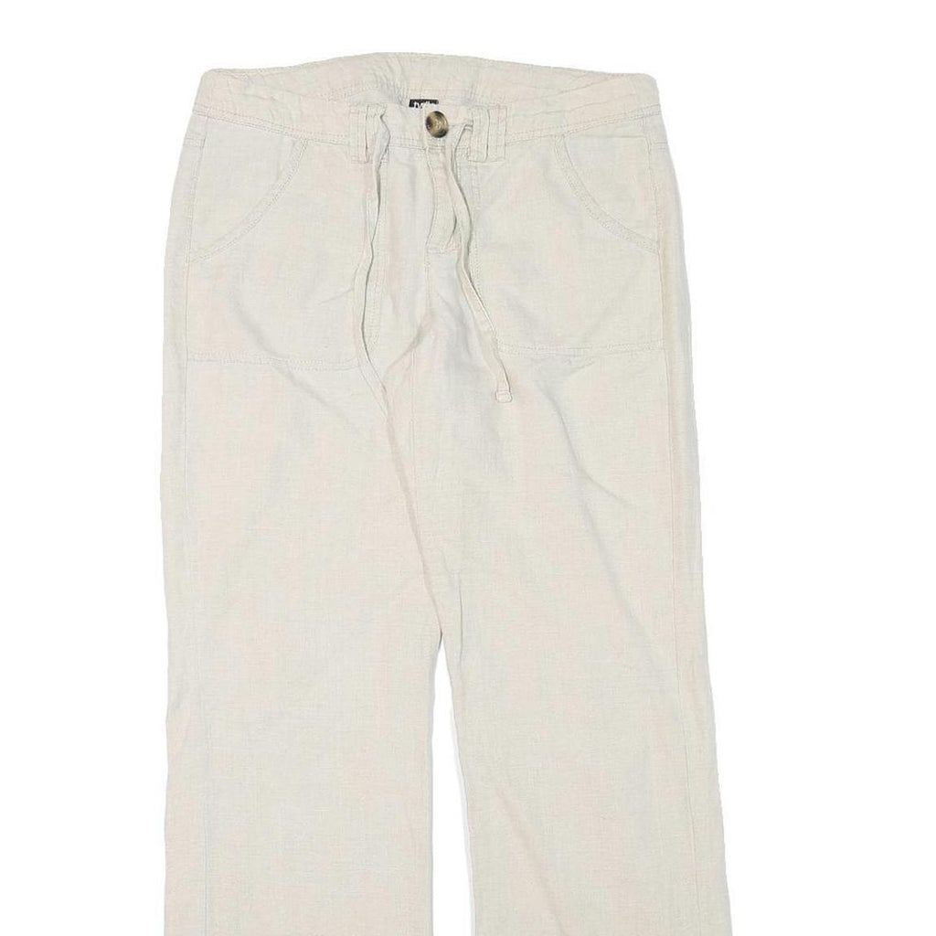 TWIK Womens Linen Cream Regular Fit Straight Leg Trousers W30 L32 Casual Summer