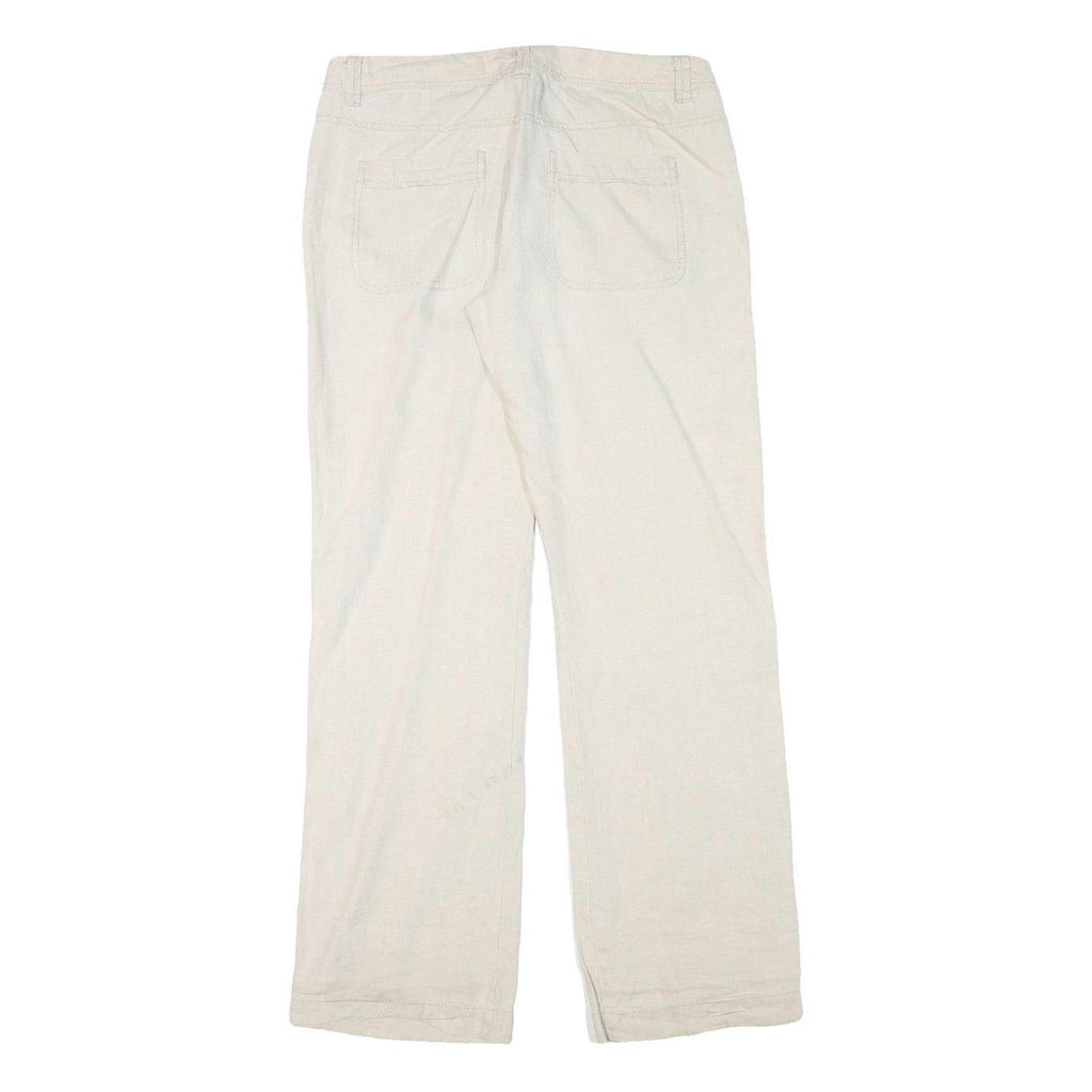 TWIK Womens Linen Cream Regular Fit Straight Leg Trousers W30 L32 Casual Summer