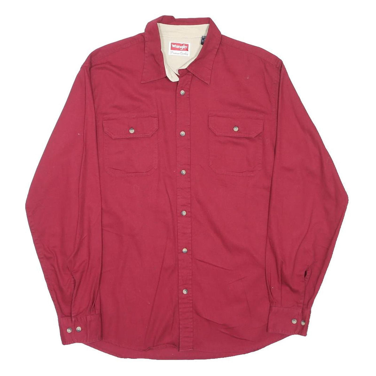 WRANGLER Mens Red Cotton Shirt M Casual Long Sleeve Button Pocket