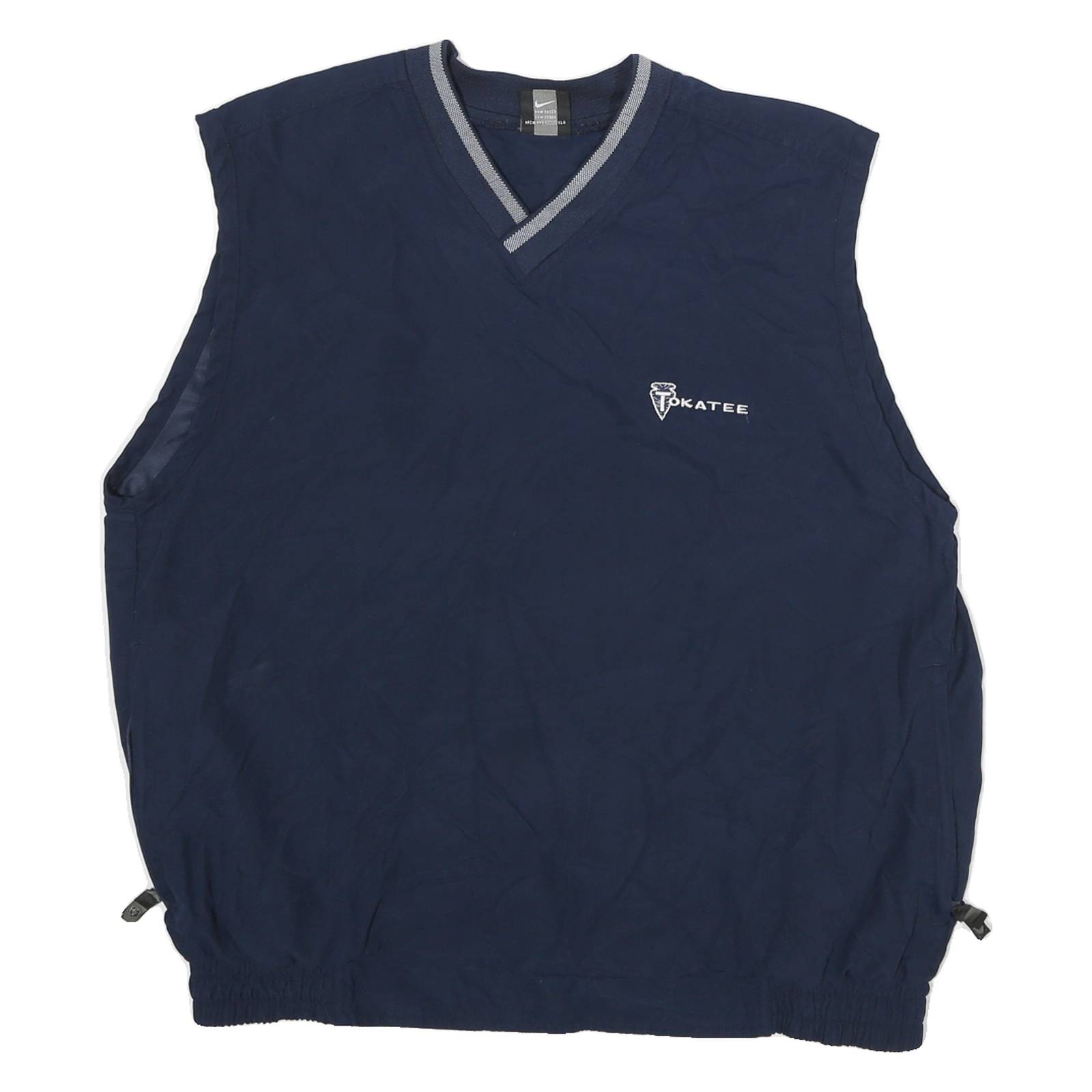 NIKE Mens Blue Cotton Blend V-Neck M Sleeveless Casual Pullover Sweatshirt