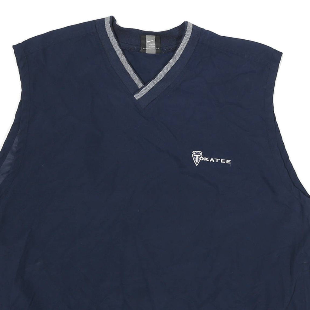 NIKE Mens Blue Cotton Blend V-Neck M Sleeveless Casual Pullover Sweatshirt