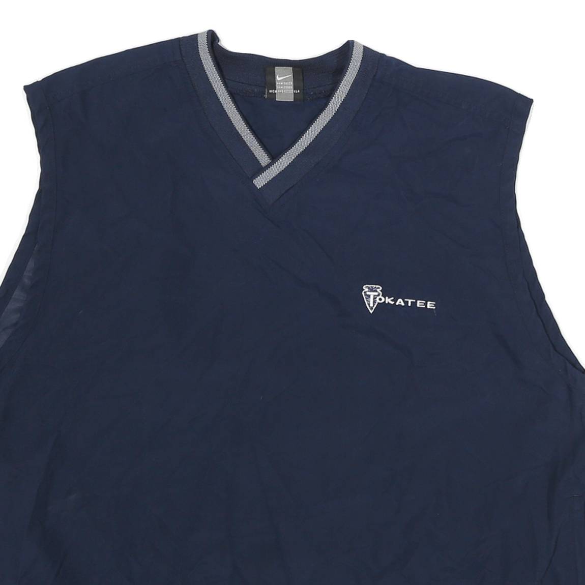 NIKE Mens Blue Cotton Blend V-Neck M Sleeveless Casual Pullover Sweatshirt