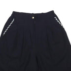 NOVA GARANANI Womens Shorts Black XS W25 Wool Blend Checked Trim Casual