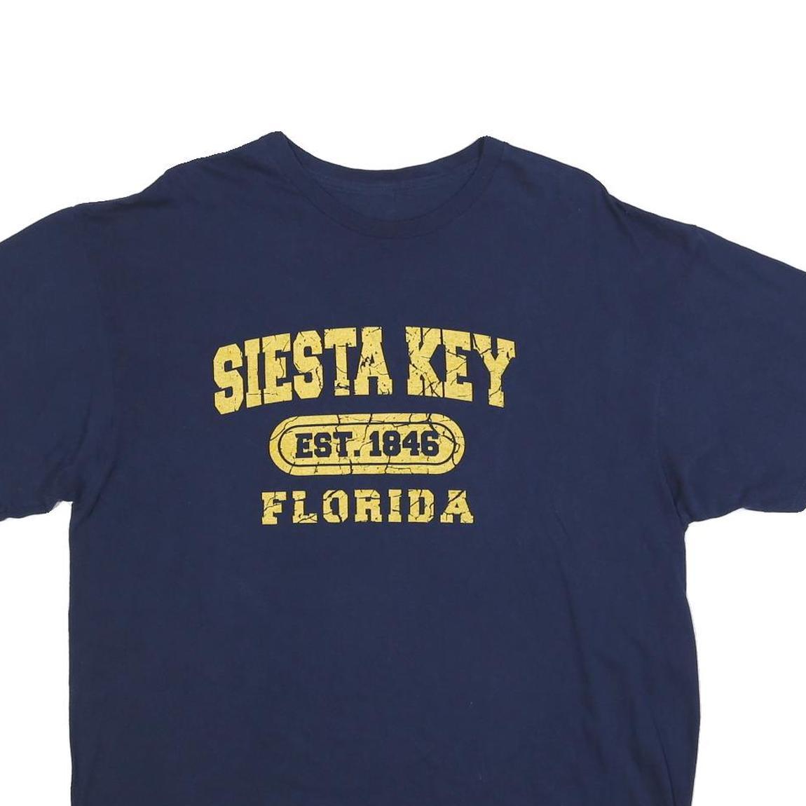 Mens Navy Blue Siesta Key Florida Graphic T-Shirt XL Short Sleeve Crew Neck