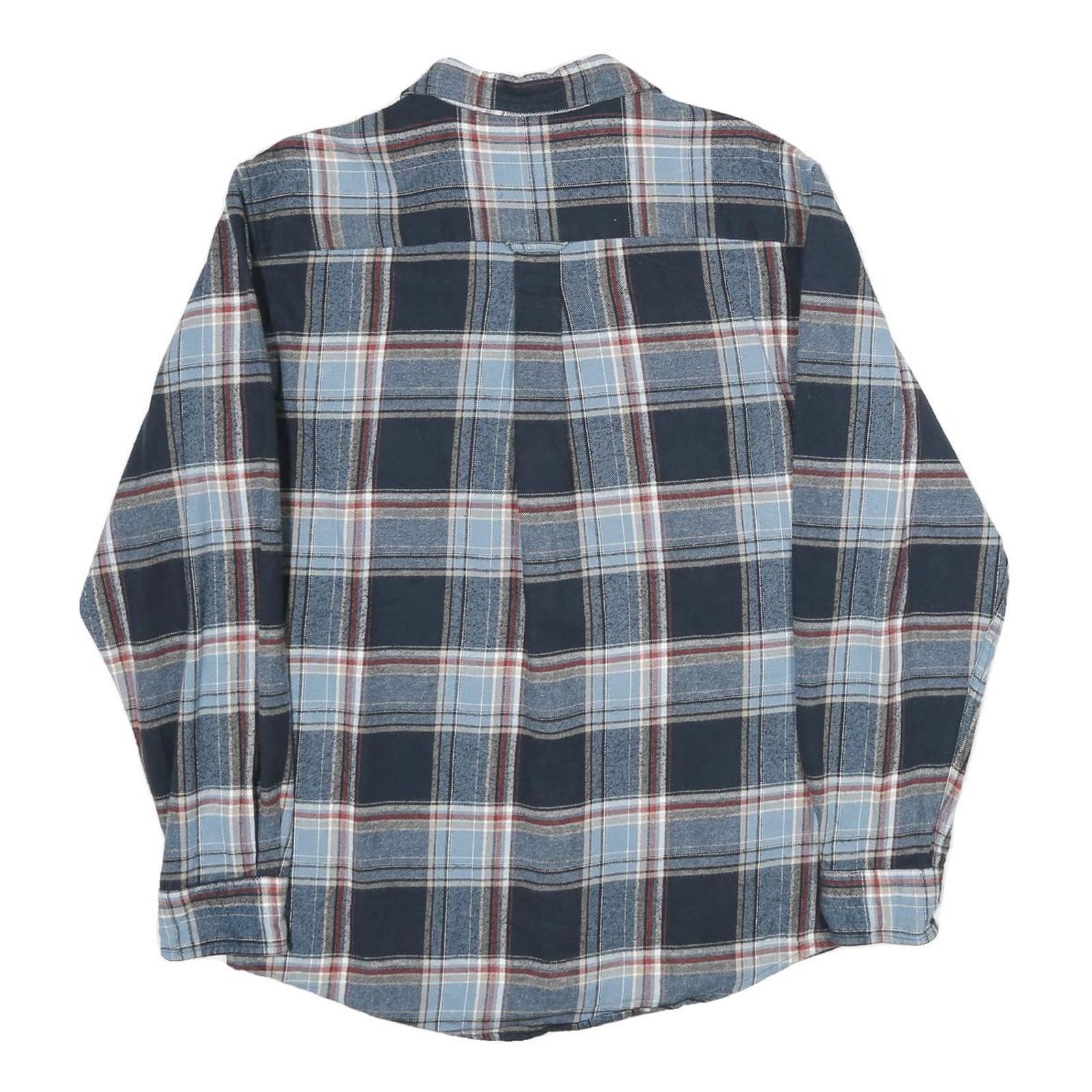 REDHEAD Mens Blue & Maroon Check Shirt M Casual Cotton Long Sleeve Button