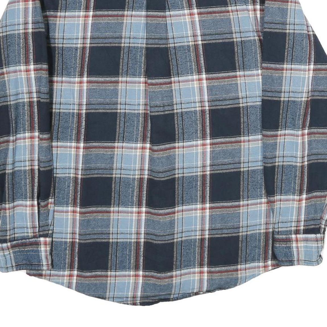 REDHEAD Mens Blue & Maroon Check Shirt M Casual Cotton Long Sleeve Button