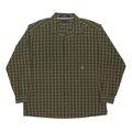 TOMMY HILFIGER Mens Green Check Shirt XL Cotton Blend Relaxed Fit Button Collar