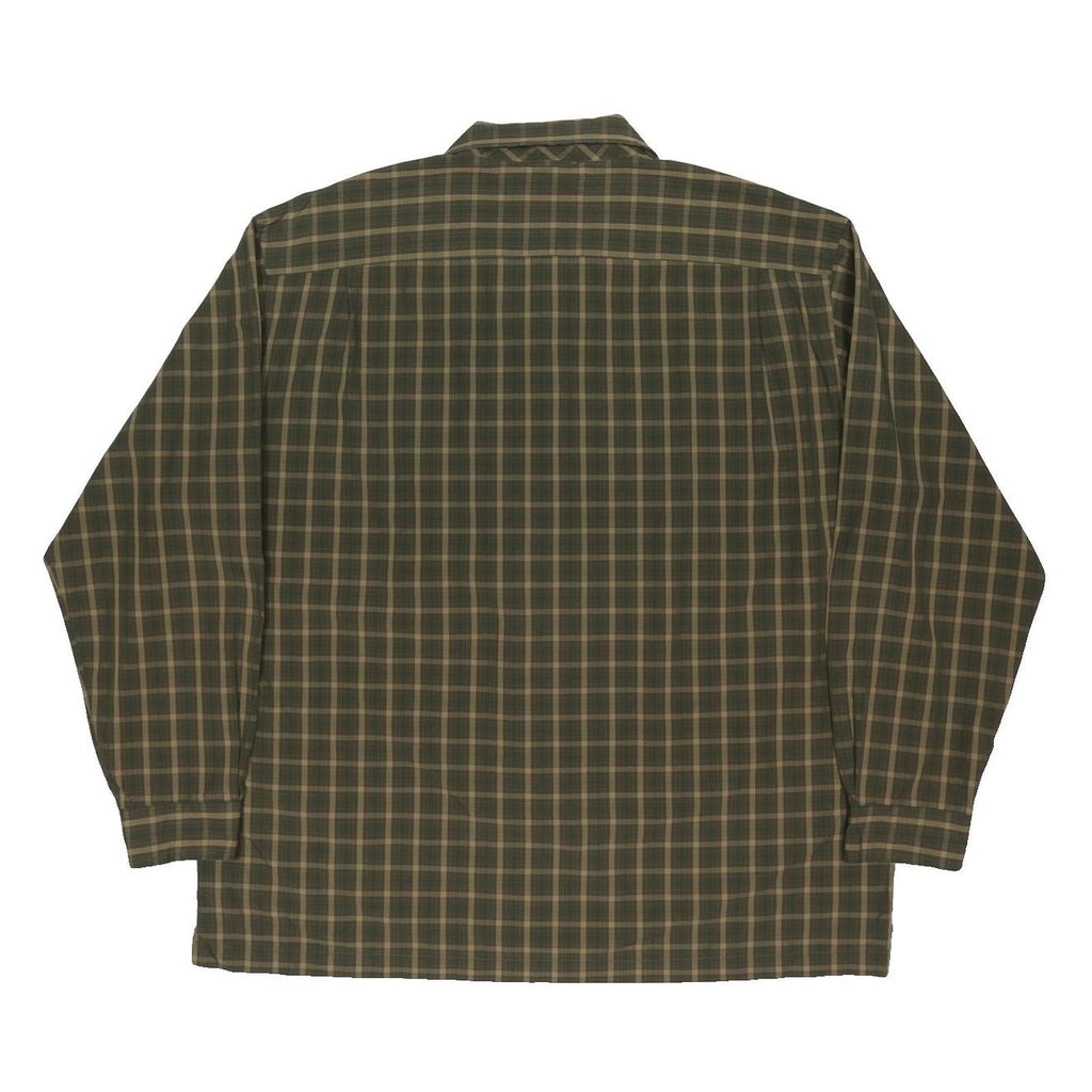 TOMMY HILFIGER Mens Green Check Shirt XL Cotton Blend Relaxed Fit Button Collar