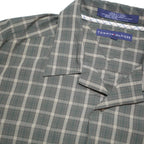 TOMMY HILFIGER Mens Green Check Shirt XL Cotton Blend Relaxed Fit Button Collar