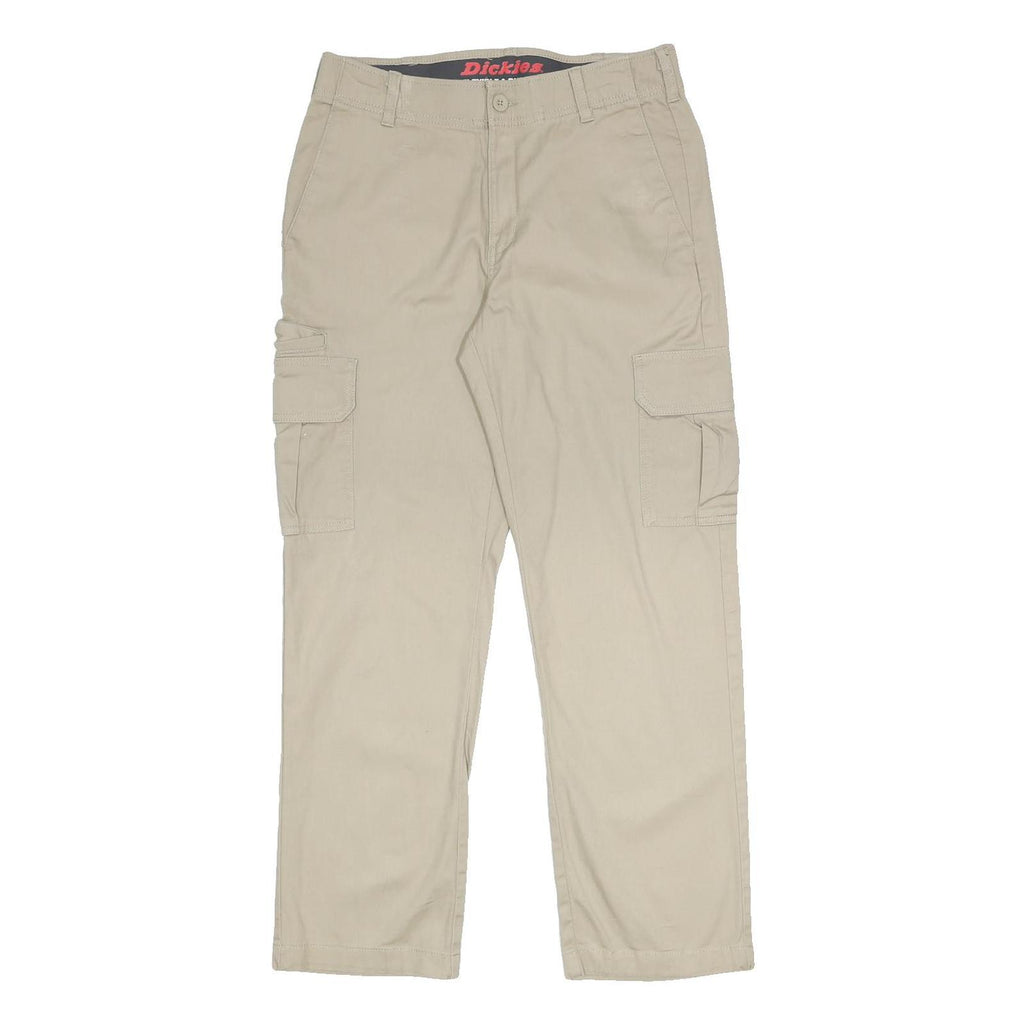 DICKIES Mens Cotton Blend Beige Regular Cargo Trousers W32 L30 Workwear Zip