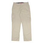 DICKIES Mens Cotton Blend Beige Regular Cargo Trousers W32 L30 Workwear Zip