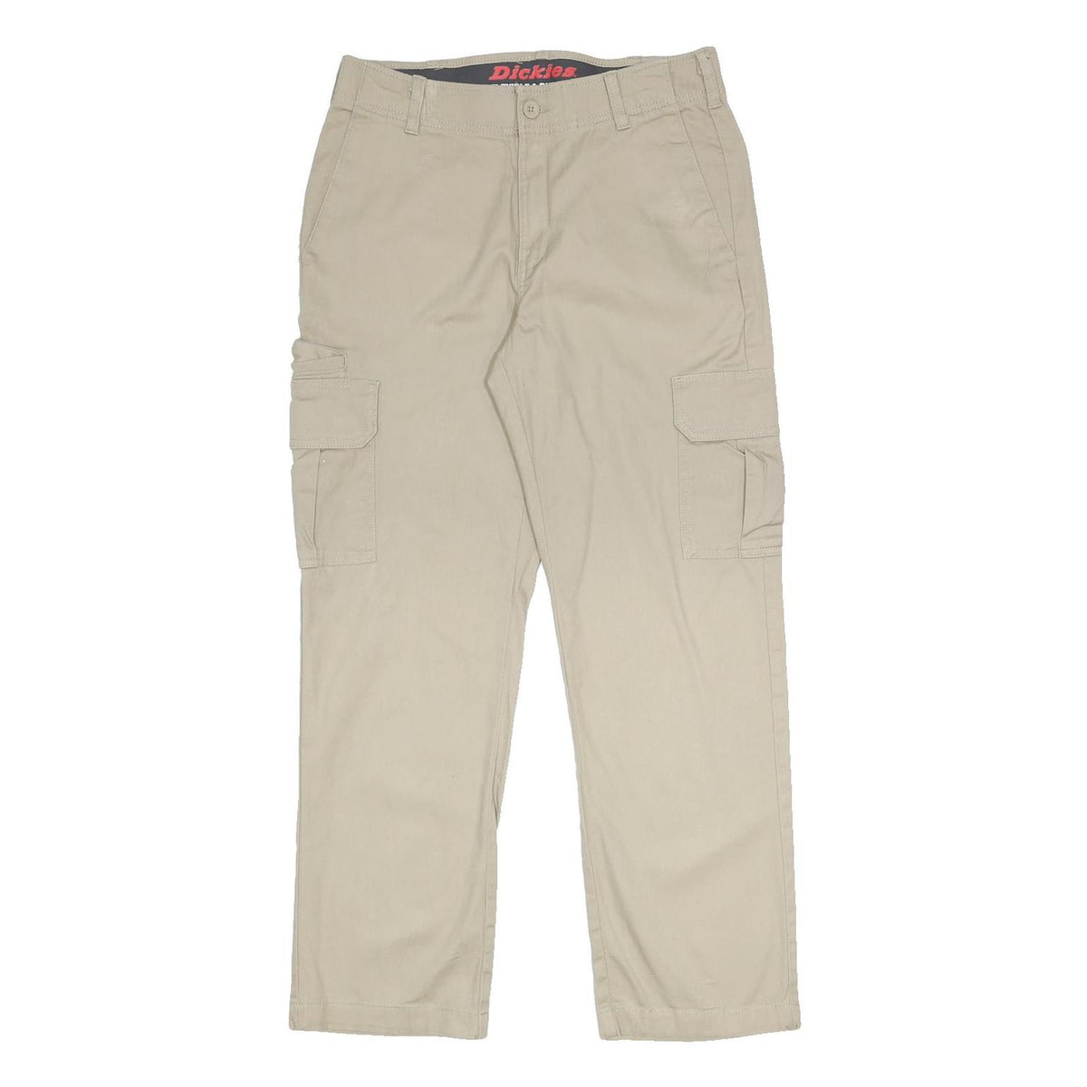 DICKIES Mens Cotton Blend Beige Regular Cargo Trousers W32 L30 Workwear Zip