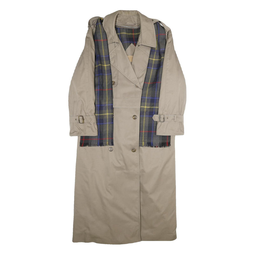 Womens Beige Polyester Blend Jacket UK 10 Button Closure Classic Fit Tartan