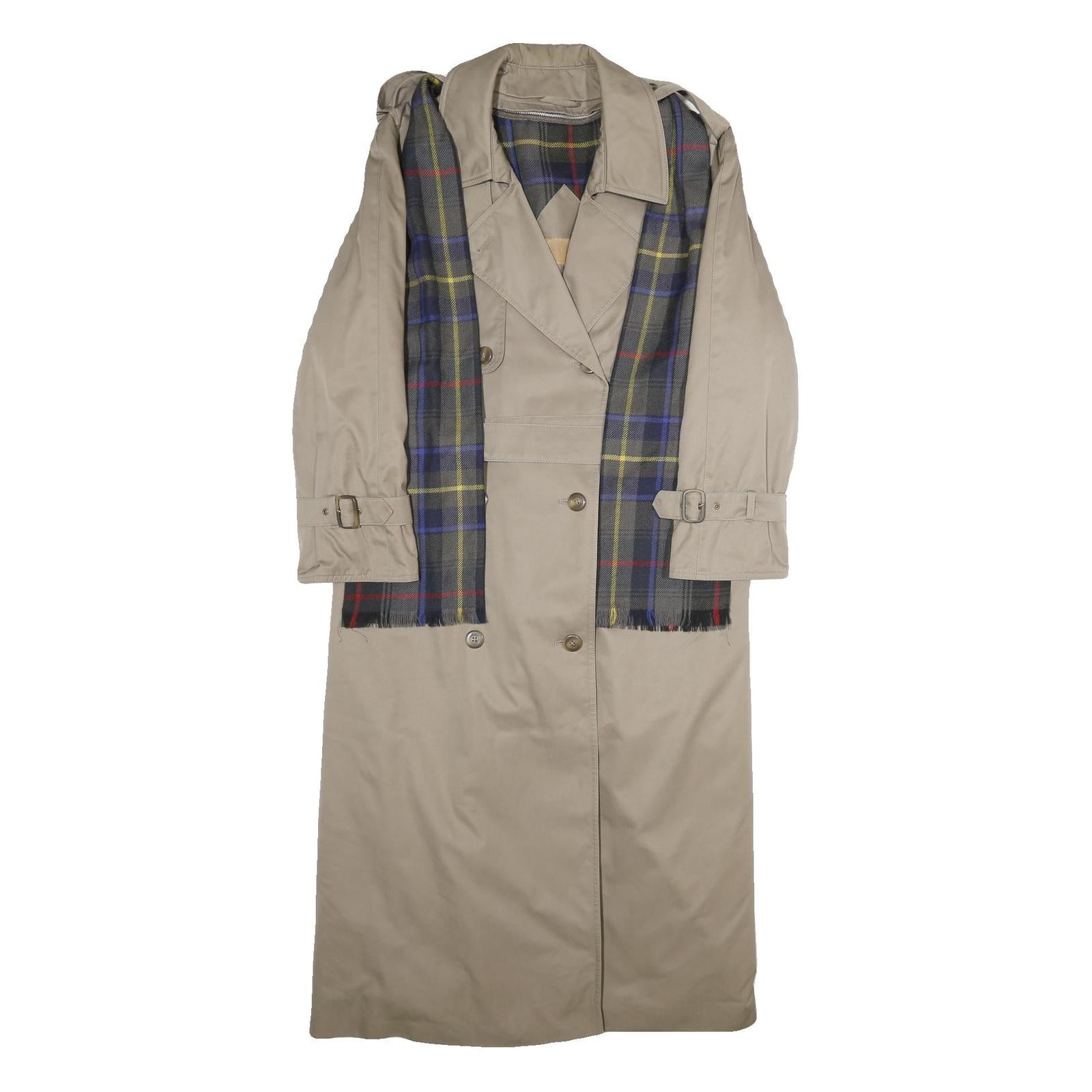 Womens Beige Polyester Blend Jacket UK 10 Button Closure Classic Fit Tartan