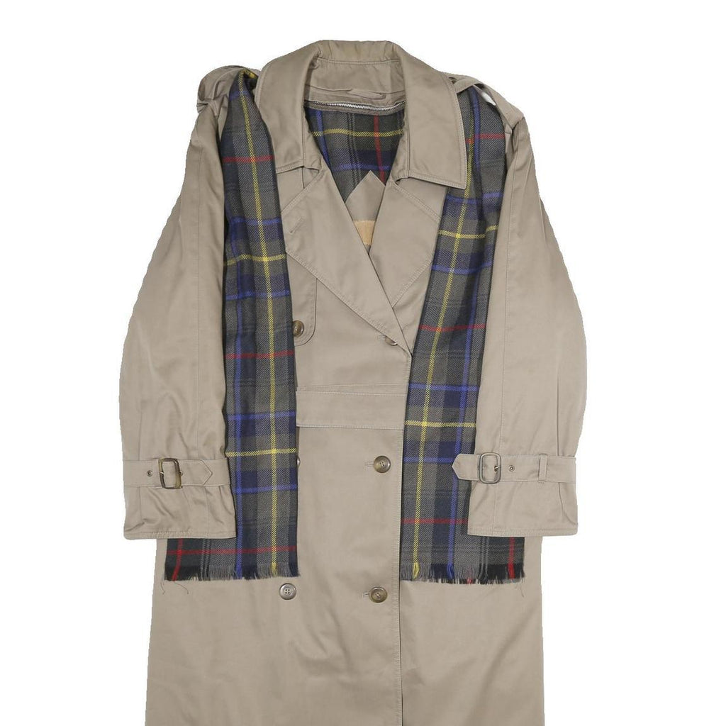 Womens Beige Polyester Blend Jacket UK 10 Button Closure Classic Fit Tartan
