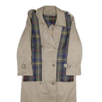 Womens Beige Polyester Blend Jacket UK 10 Button Closure Classic Fit Tartan