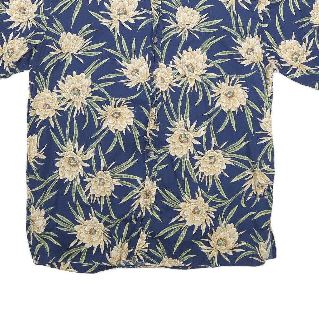 COOKE STREET Mens Blue Floral Cotton Blend Hawaiian Shirt M Short Sleeve Button