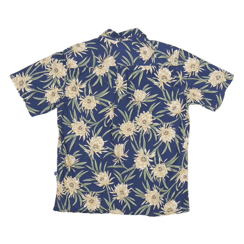 COOKE STREET Mens Blue Floral Cotton Blend Hawaiian Shirt M Short Sleeve Button