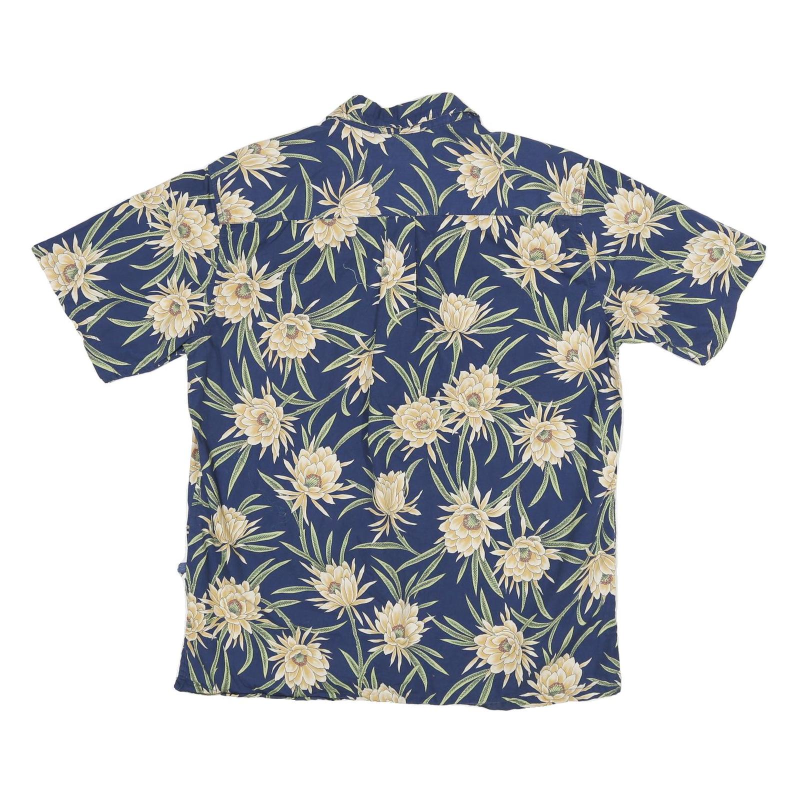 COOKE STREET Mens Blue Floral Cotton Blend Hawaiian Shirt M Short Sleeve Button