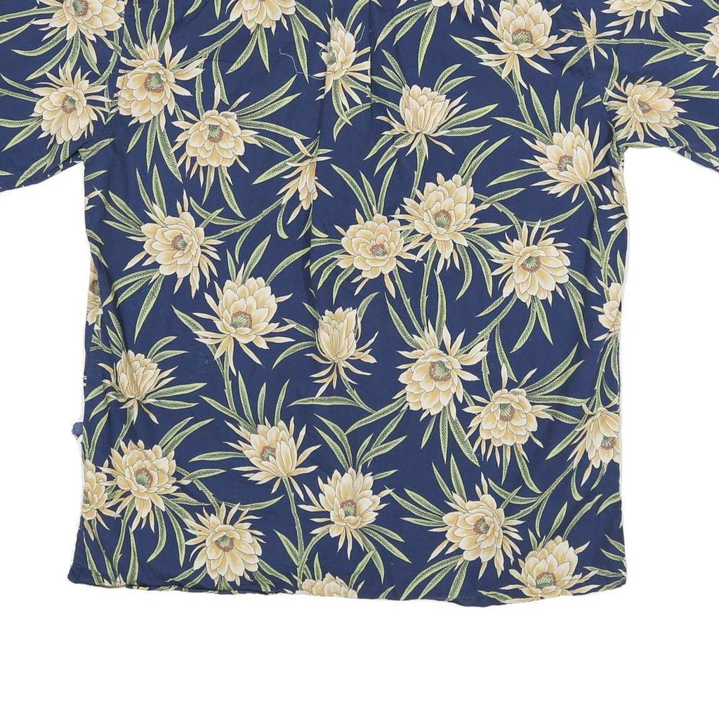 COOKE STREET Mens Blue Floral Cotton Blend Hawaiian Shirt M Short Sleeve Button