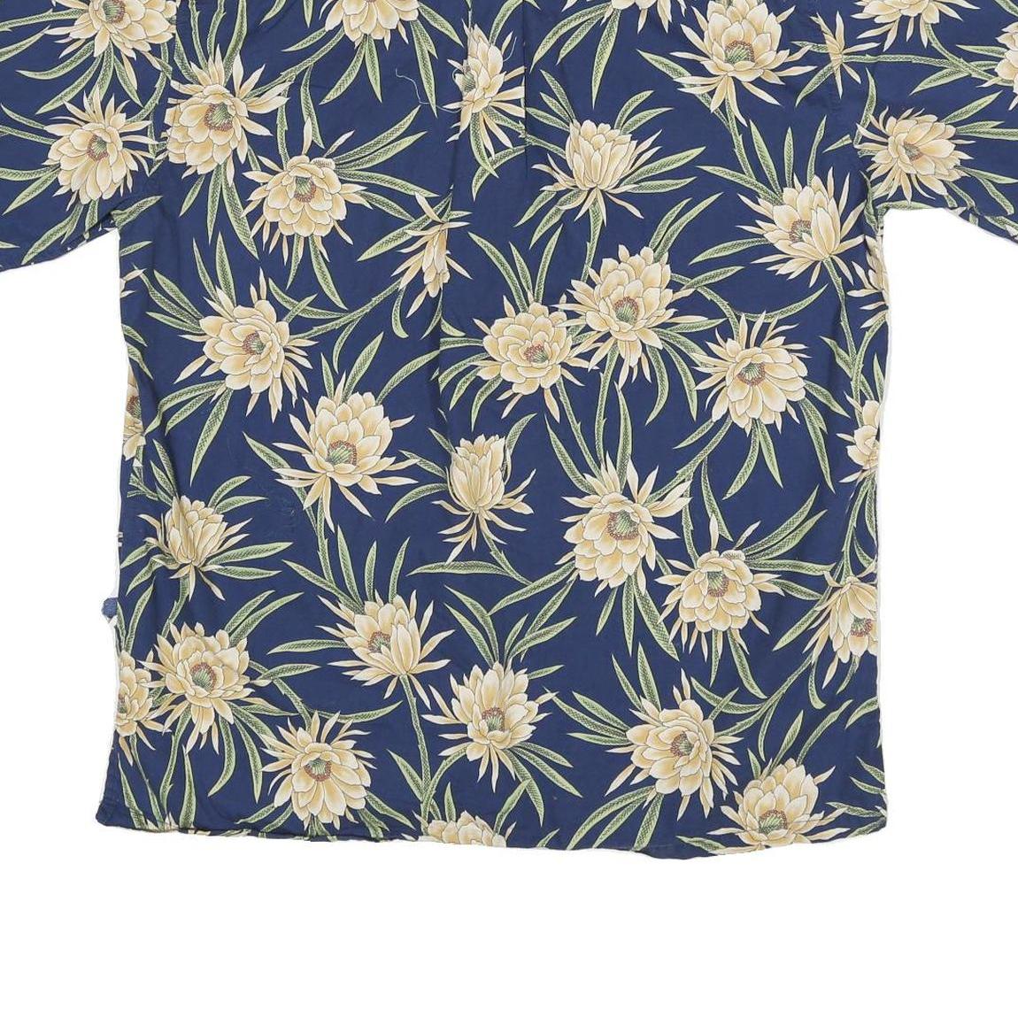 COOKE STREET Mens Blue Floral Cotton Blend Hawaiian Shirt M Short Sleeve Button