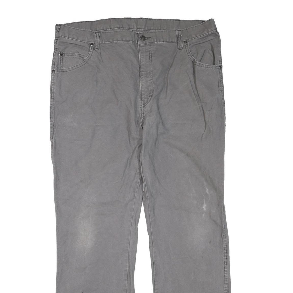 DICKIES Mens Jeans Grey Regular Straight Denim Good W40 L32 Workwear Zip