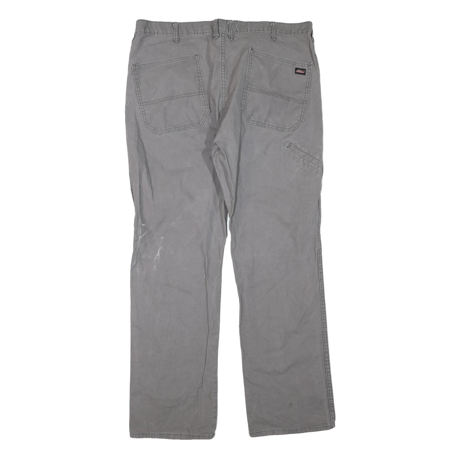 DICKIES Mens Jeans Grey Regular Straight Denim Good W40 L32 Workwear Zip