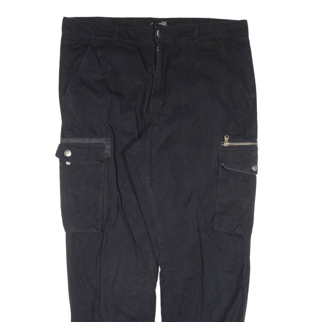 JOHN ADAMS Cargo Womens Trousers Black Regular Tapered W36 L29